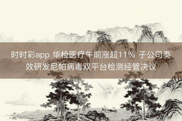 时时彩app 华检医疗午前涨超11% 子公司奏效研发尼帕病毒双平台检测经管决议