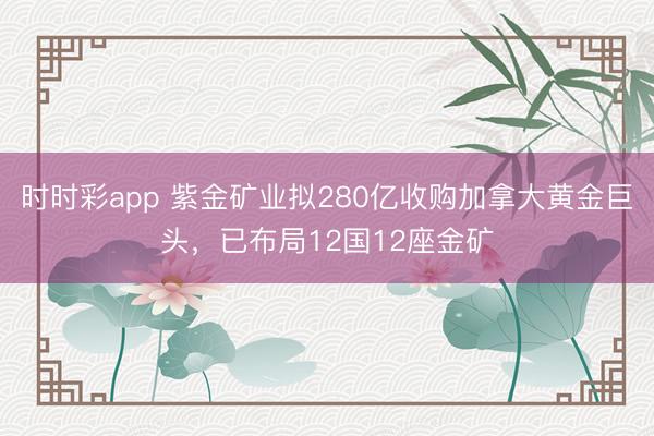 时时彩app 紫金矿业拟280亿收购加拿大黄金巨头，已布局12国12座金矿