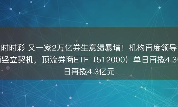 时时彩 又一家2万亿券生意绩暴增！机构再度领导券商竖立契机，顶流券商ETF（512000）单日再揽4.3亿元