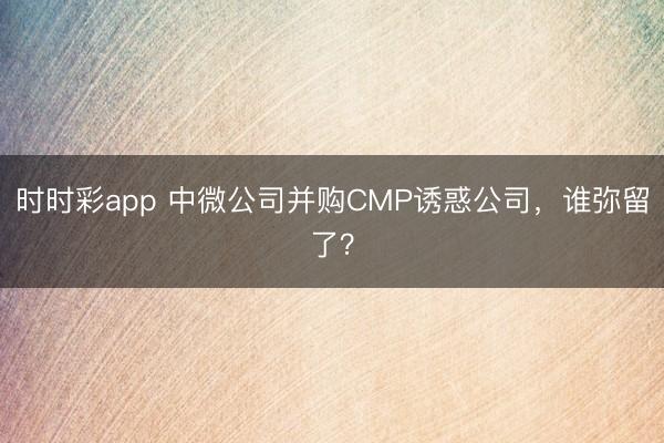 时时彩app 中微公司并购CMP诱惑公司，谁弥留了？