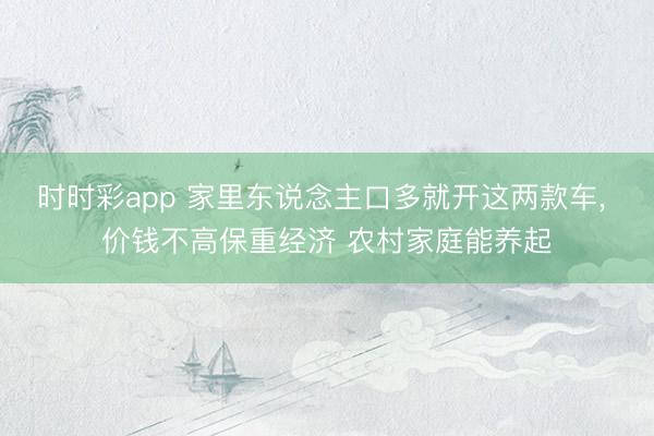 时时彩app 家里东说念主口多就开这两款车， 价钱不高保重经济 农村家庭能养起