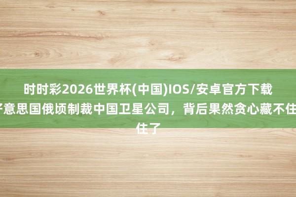 时时彩2026世界杯(中国)IOS/安卓官方下载 好意思国俄顷制裁中国卫星公司，背后果然贪心藏不住了
