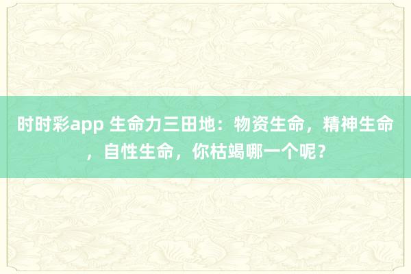 时时彩app 生命力三田地：物资生命，精神生命，自性生命，你枯竭哪一个呢？