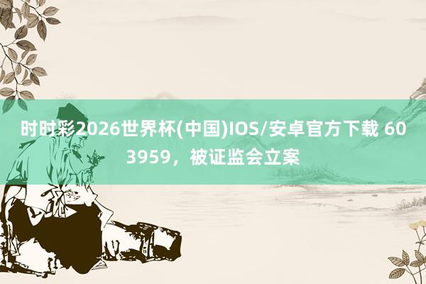 时时彩2026世界杯(中国)IOS/安卓官方下载 603959，被证监会立案