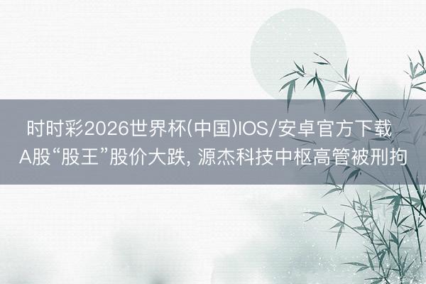 时时彩2026世界杯(中国)IOS/安卓官方下载 A股“股王”股价大跌， 源杰科技中枢高管被刑拘
